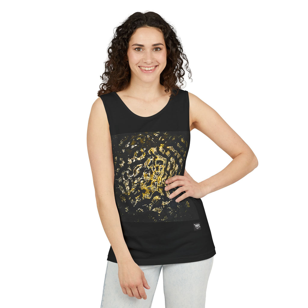 Abstract Gold Leopard Print Tank Top