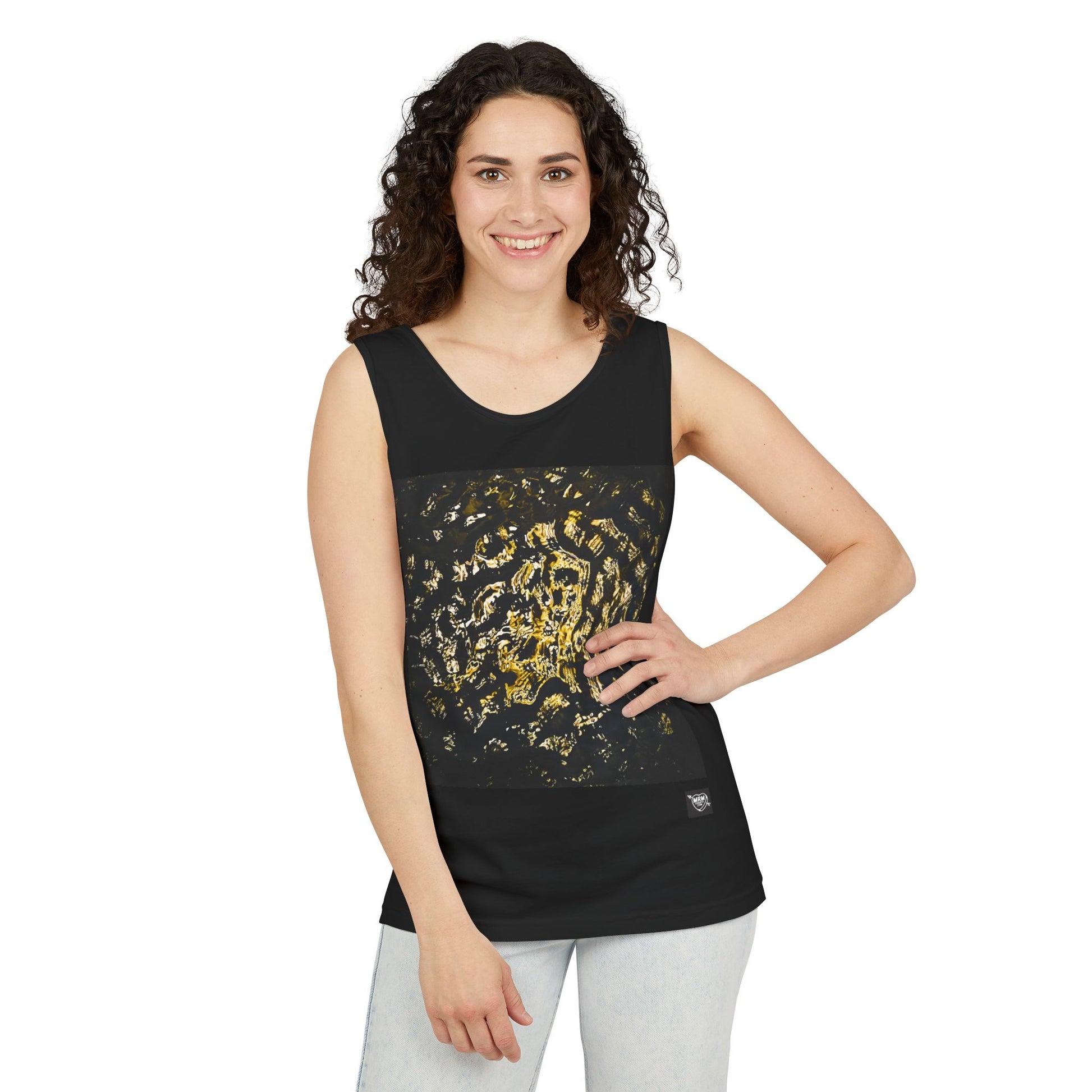 Abstract Gold Leopard Print Tank Top