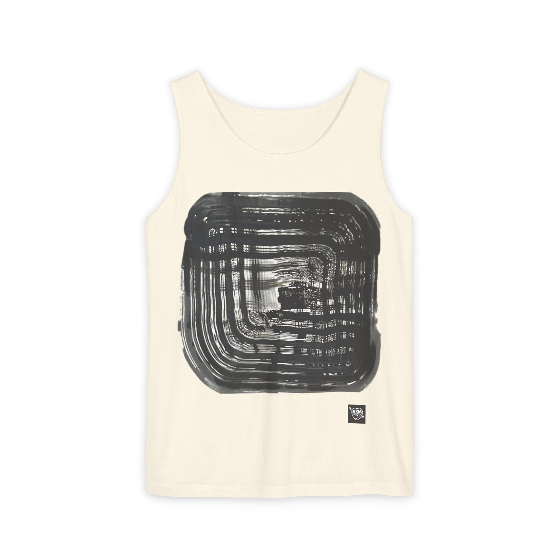Abstract Brushstroke Square - Tank Top — Minimalist Black Ink Art