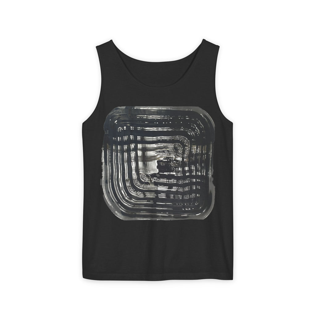 Abstract Ink Square Tank Top — Minimalist Black Brushstroke Design
