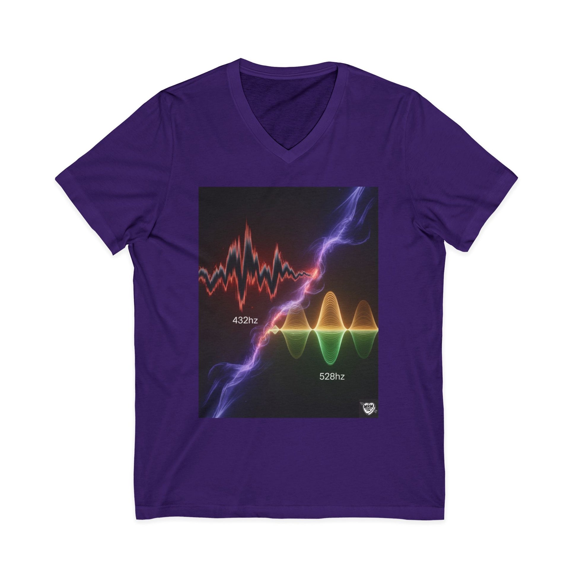 432 Hz vs 528 Hz Frequency Soundwave - V-Neck