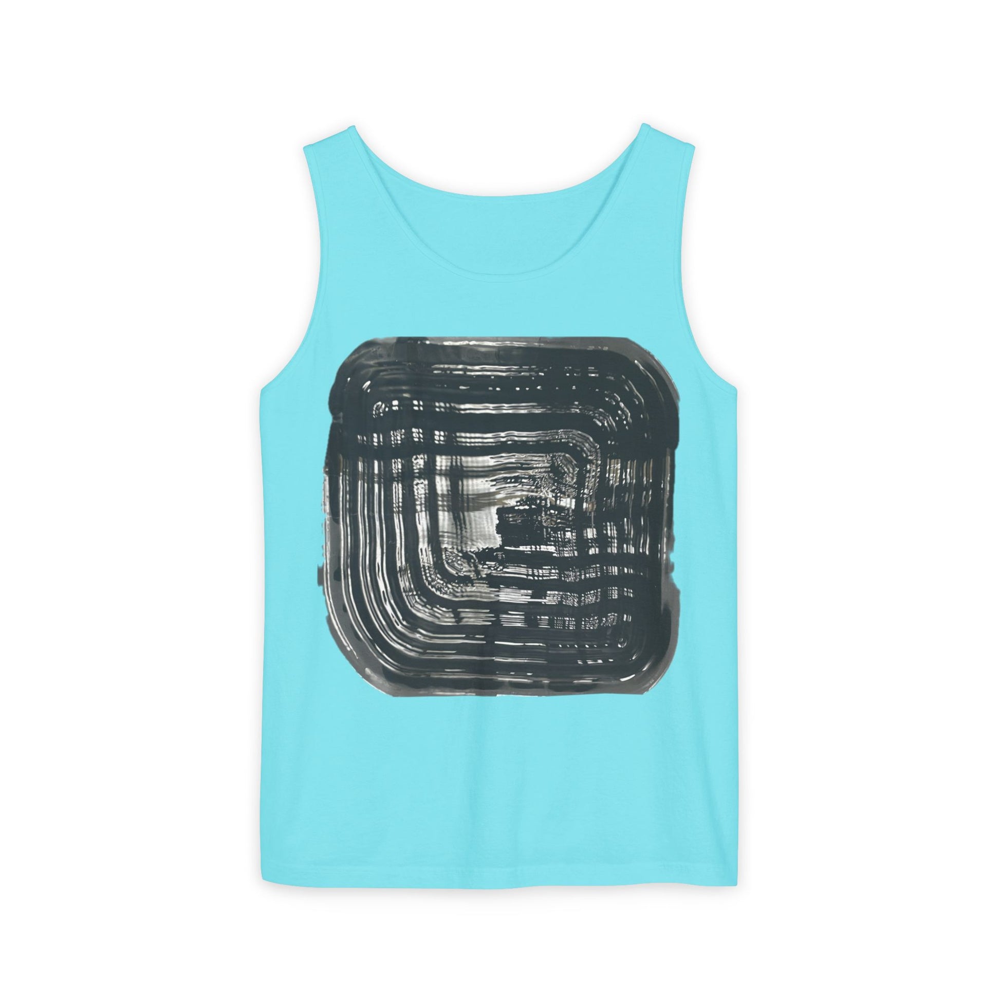 Abstract Ink Square Tank Top — Minimalist Black Brushstroke Design