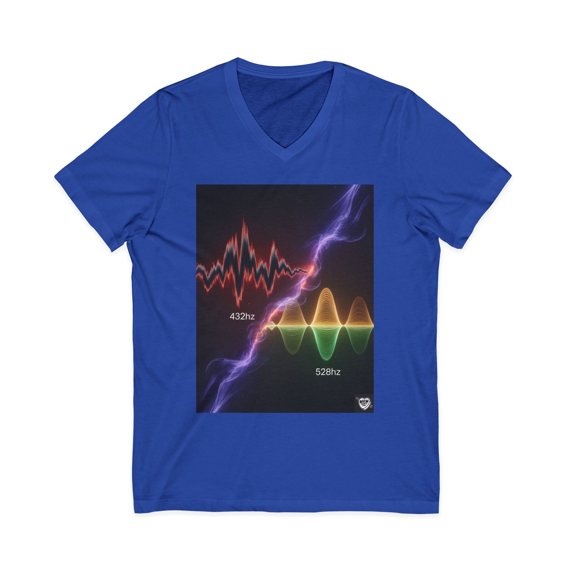 432 Hz vs 528 Hz Frequency Soundwave - V-Neck
