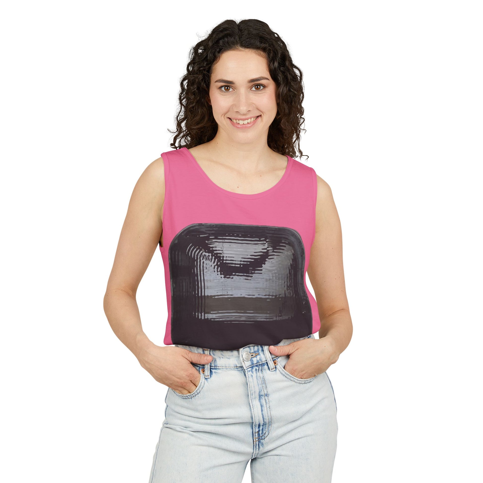 Abstract Black Square - Tank Top — Minimalist Graphic Art Tee