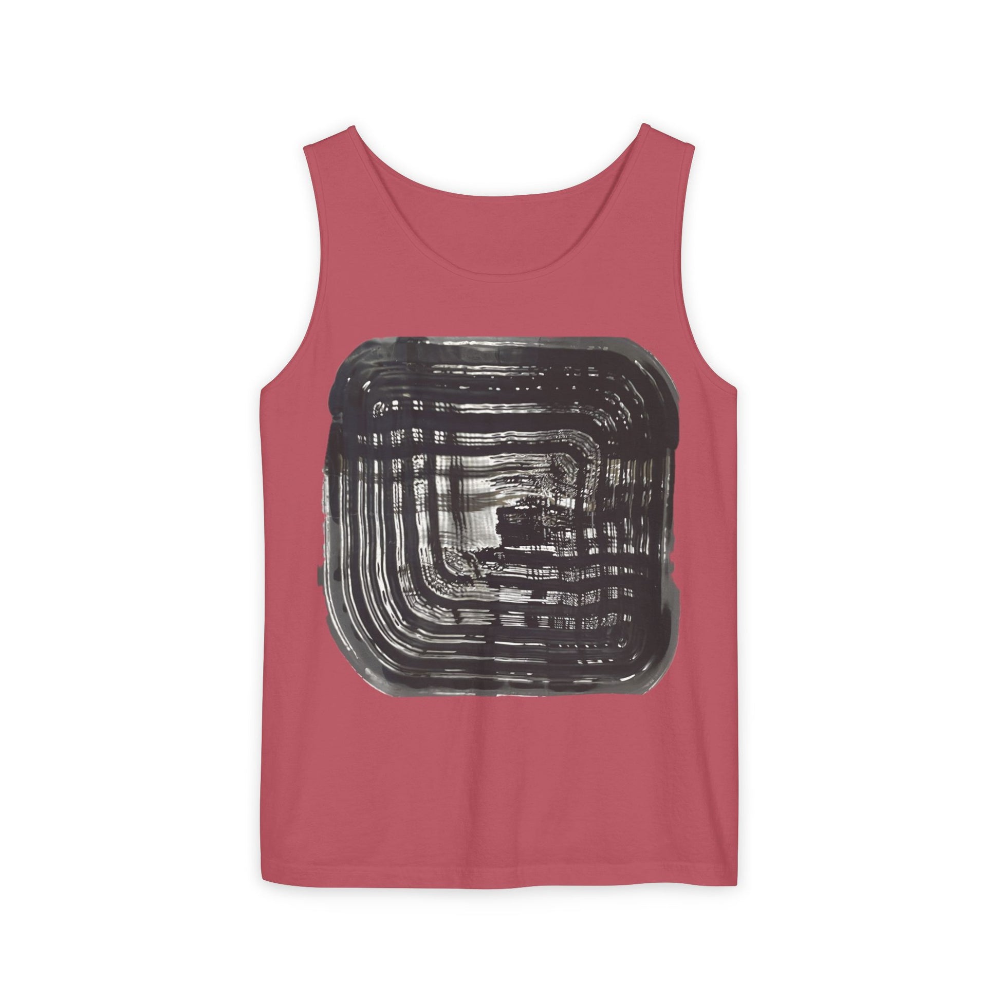 Abstract Ink Square Tank Top — Minimalist Black Brushstroke Design
