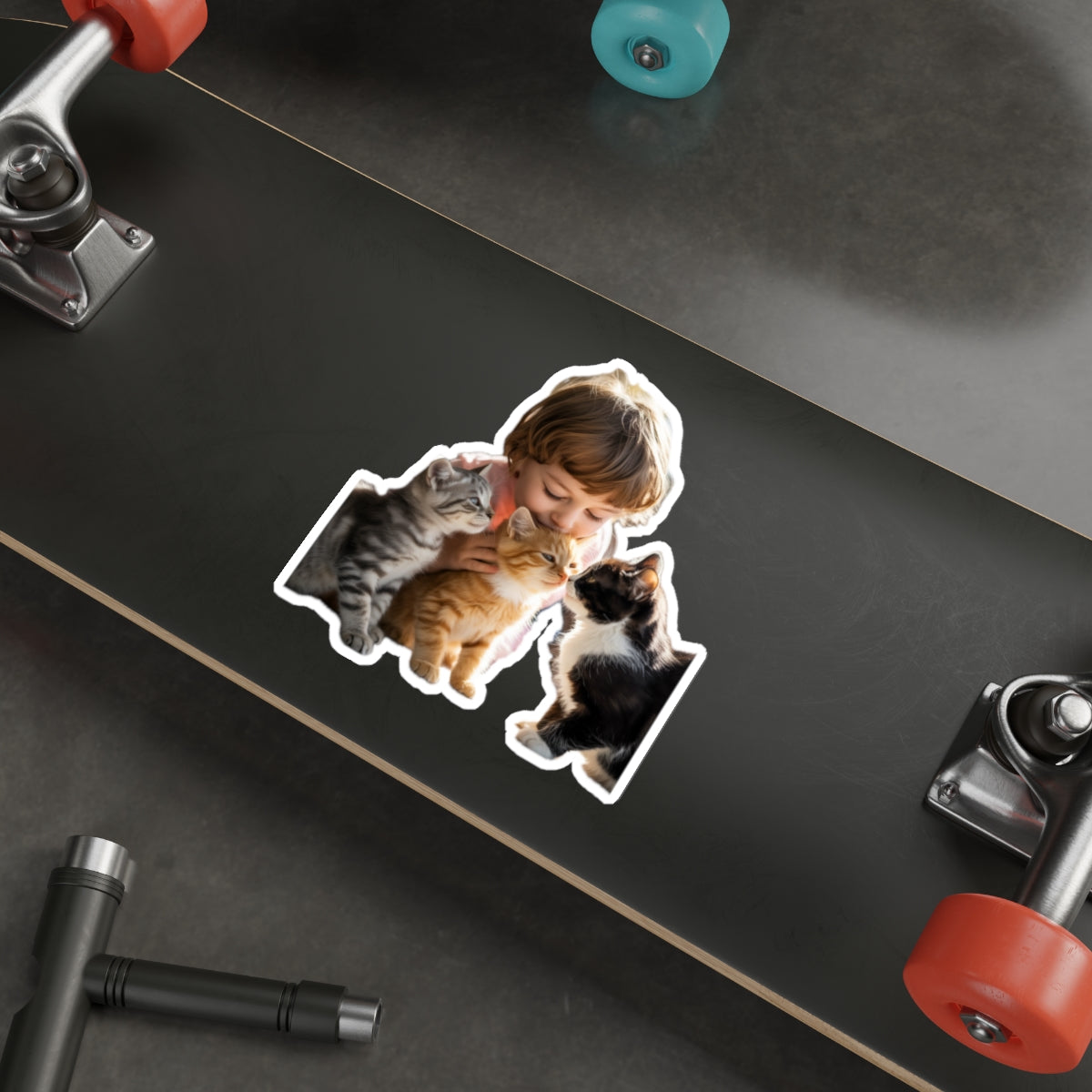 Kid with Kittens - Sticker