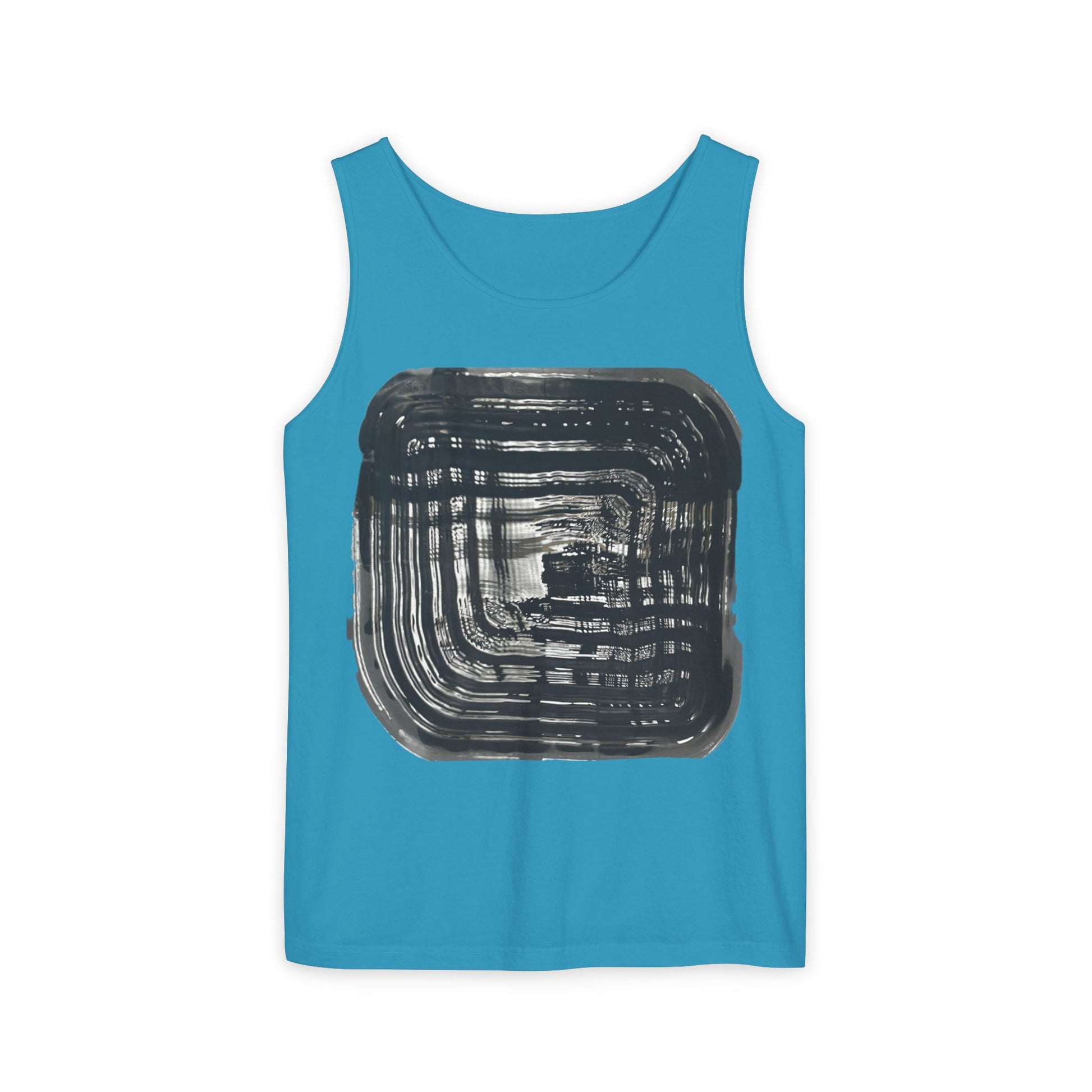 Abstract Ink Square Tank Top — Minimalist Black Brushstroke Design
