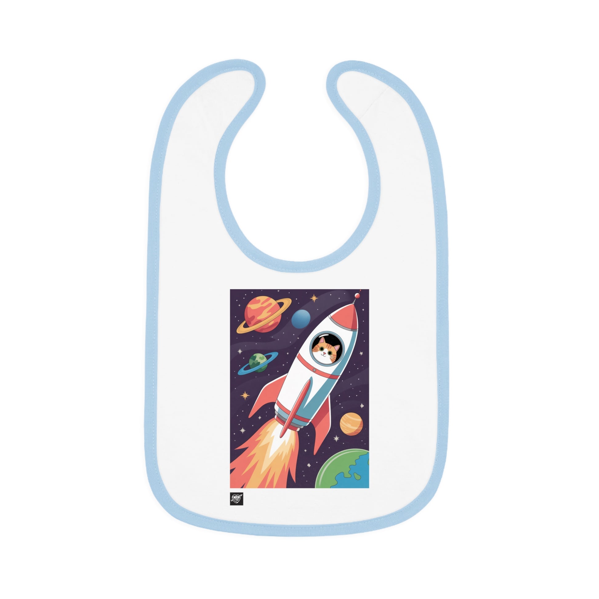 Rocket Cat Space Print —  Baby Bib