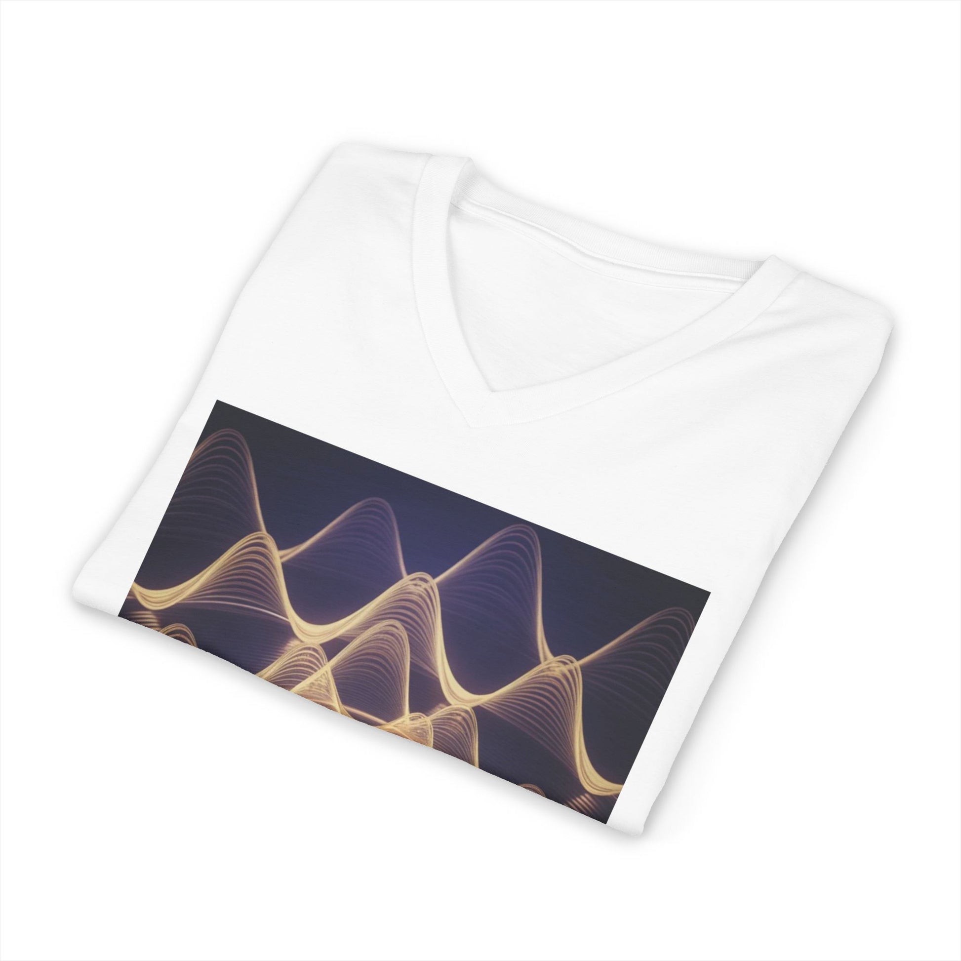 Golden Graphic Abstract Waveform - V-Neck
