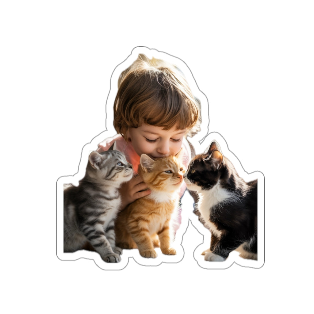 Kid with Kittens - Sticker