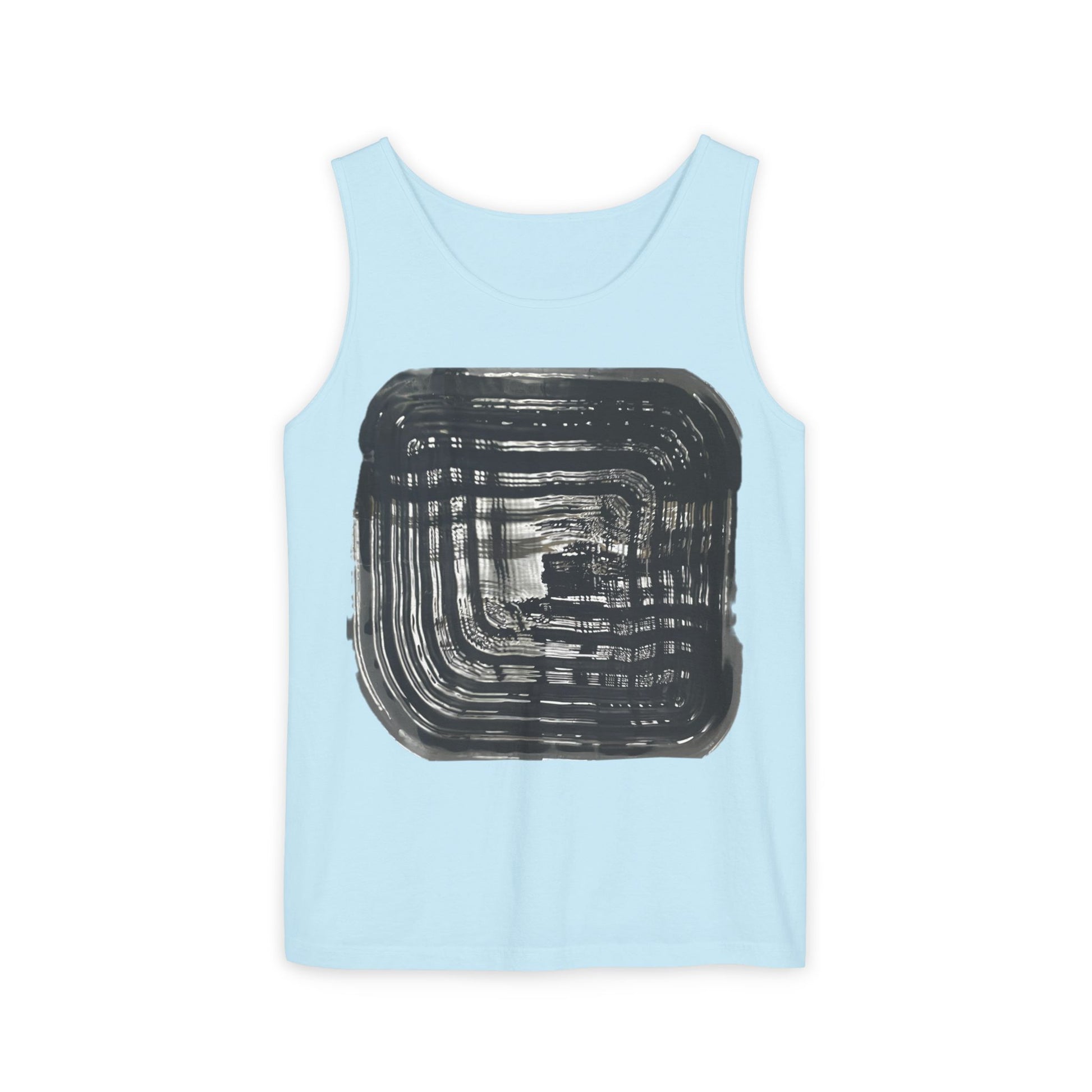 Abstract Ink Square Tank Top — Minimalist Black Brushstroke Design