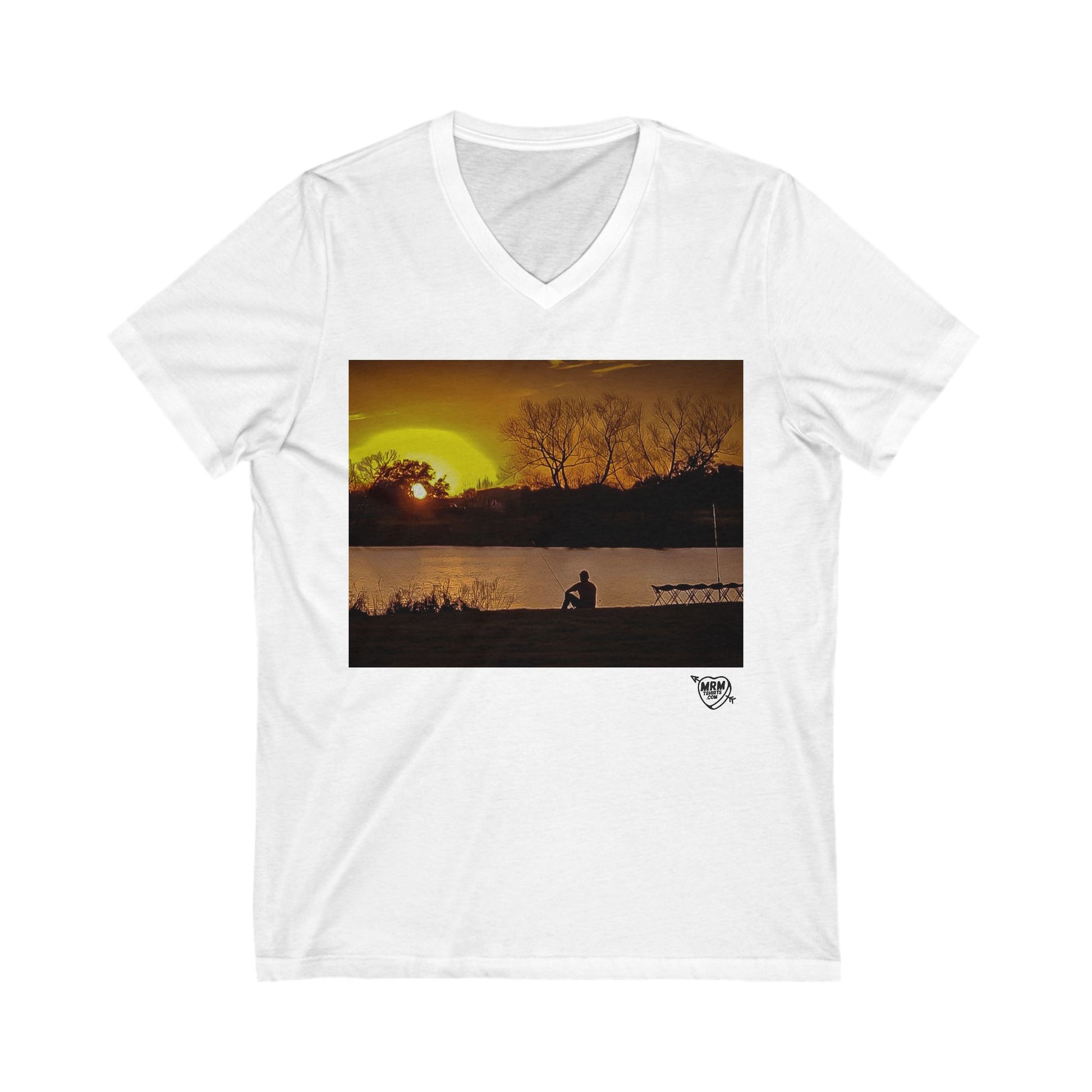 Austin  -  Catching a fish at sundown  -  V-Neck