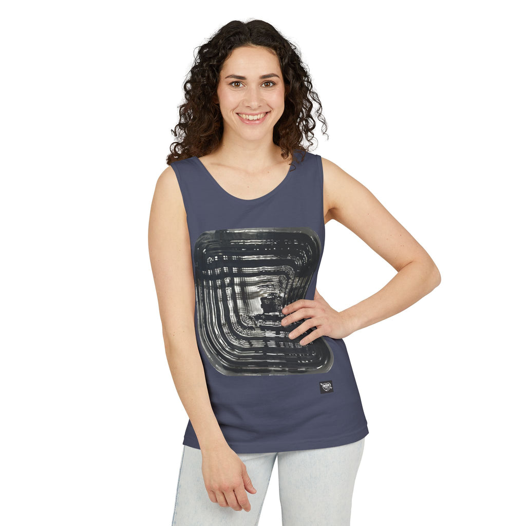 Abstract Brushstroke Square - Tank Top — Minimalist Black Ink Art
