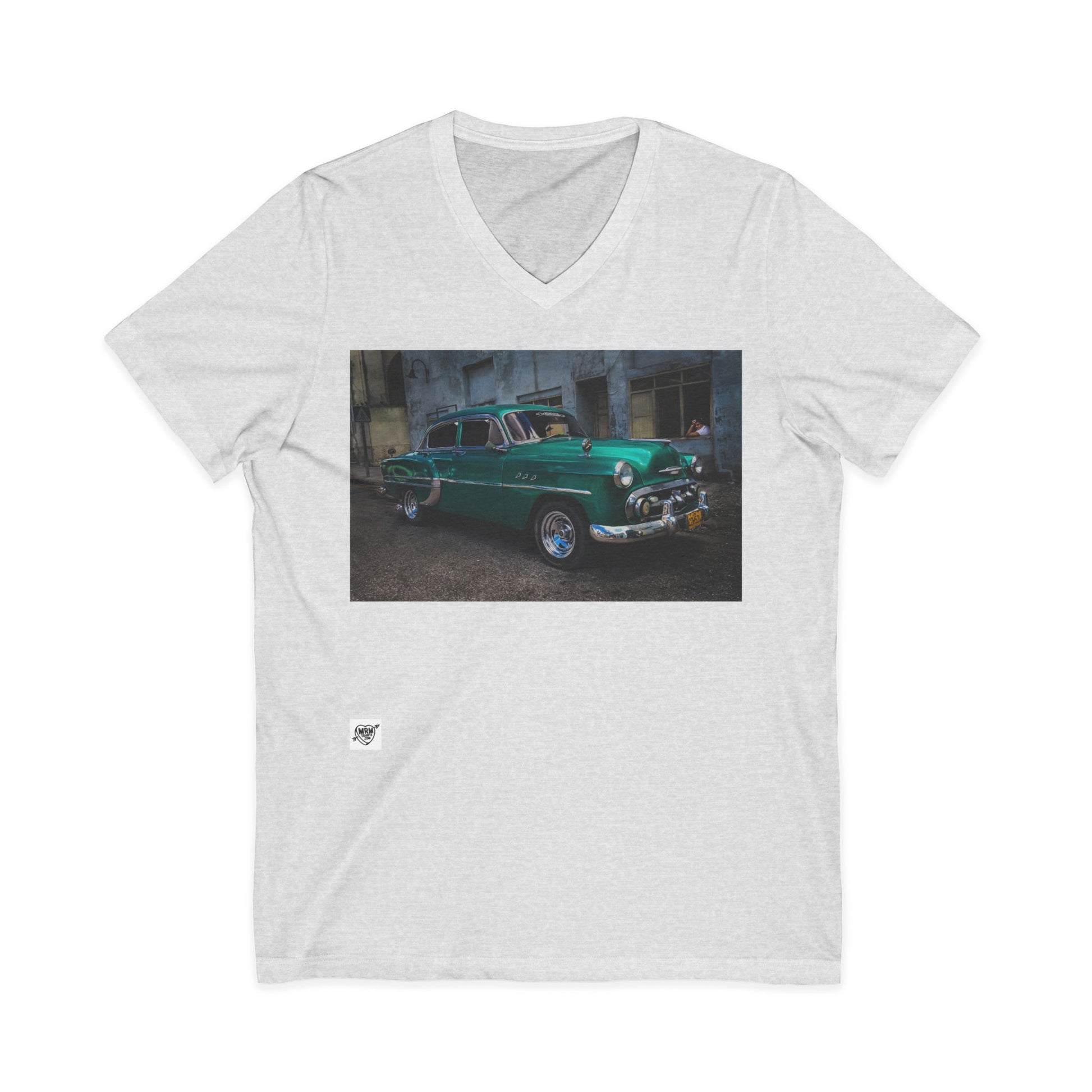 Cuban car with lady - V-neck