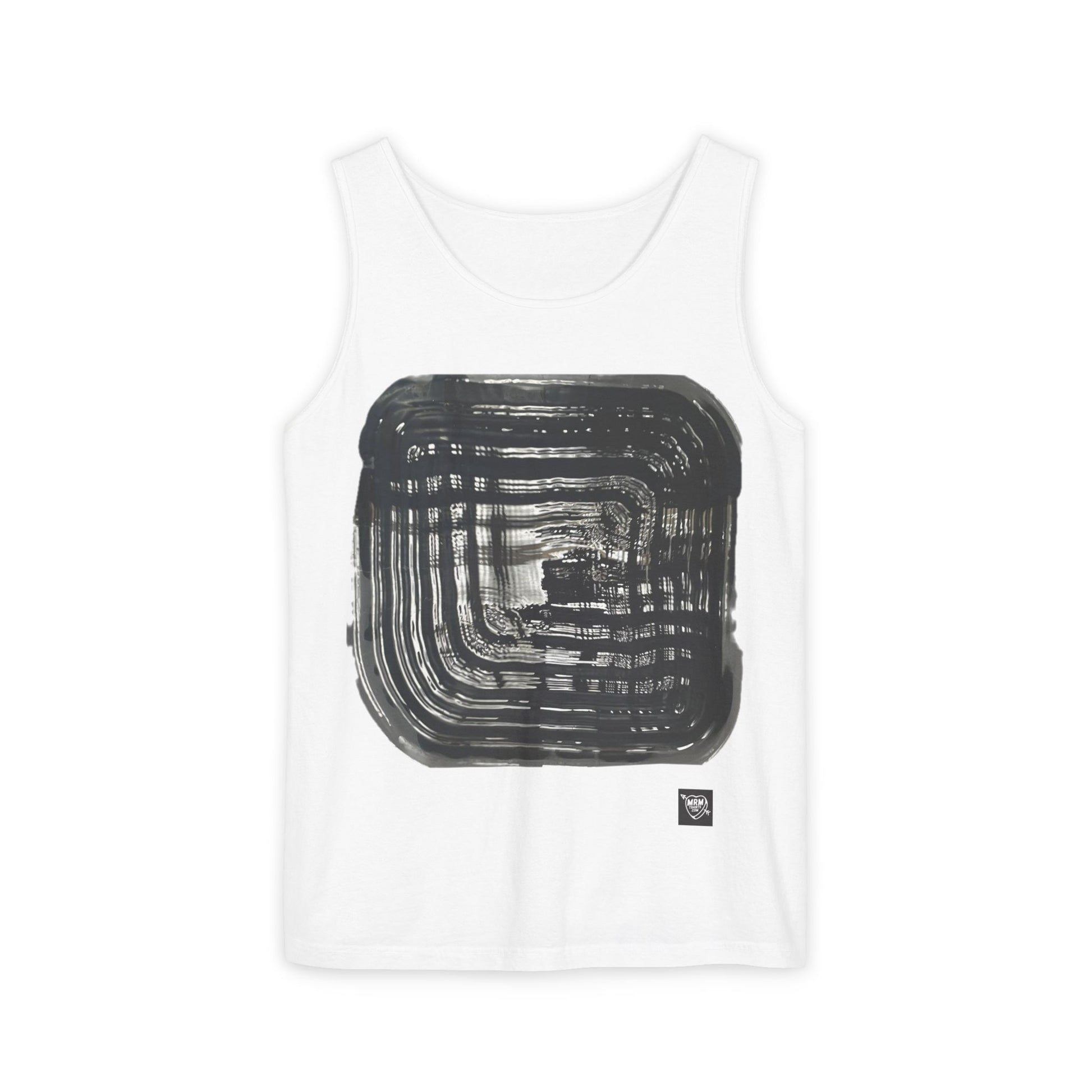 Abstract Brushstroke Square - Tank Top — Minimalist Black Ink Art