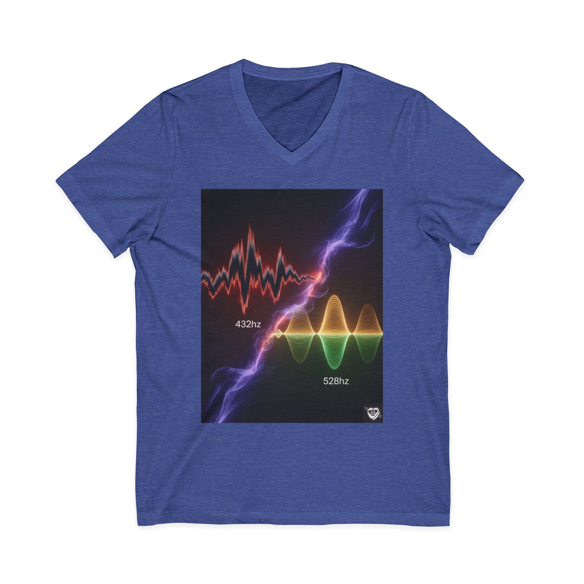 432 Hz vs 528 Hz Frequency Soundwave - V-Neck