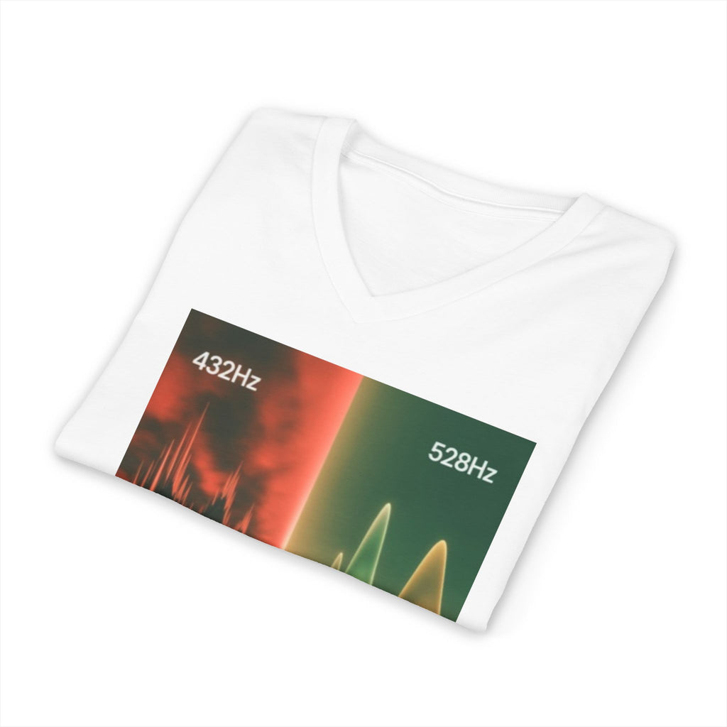 432 Hz vs 528 Hz Soundwave Healing Frequenc Shirt  -  V-Neck