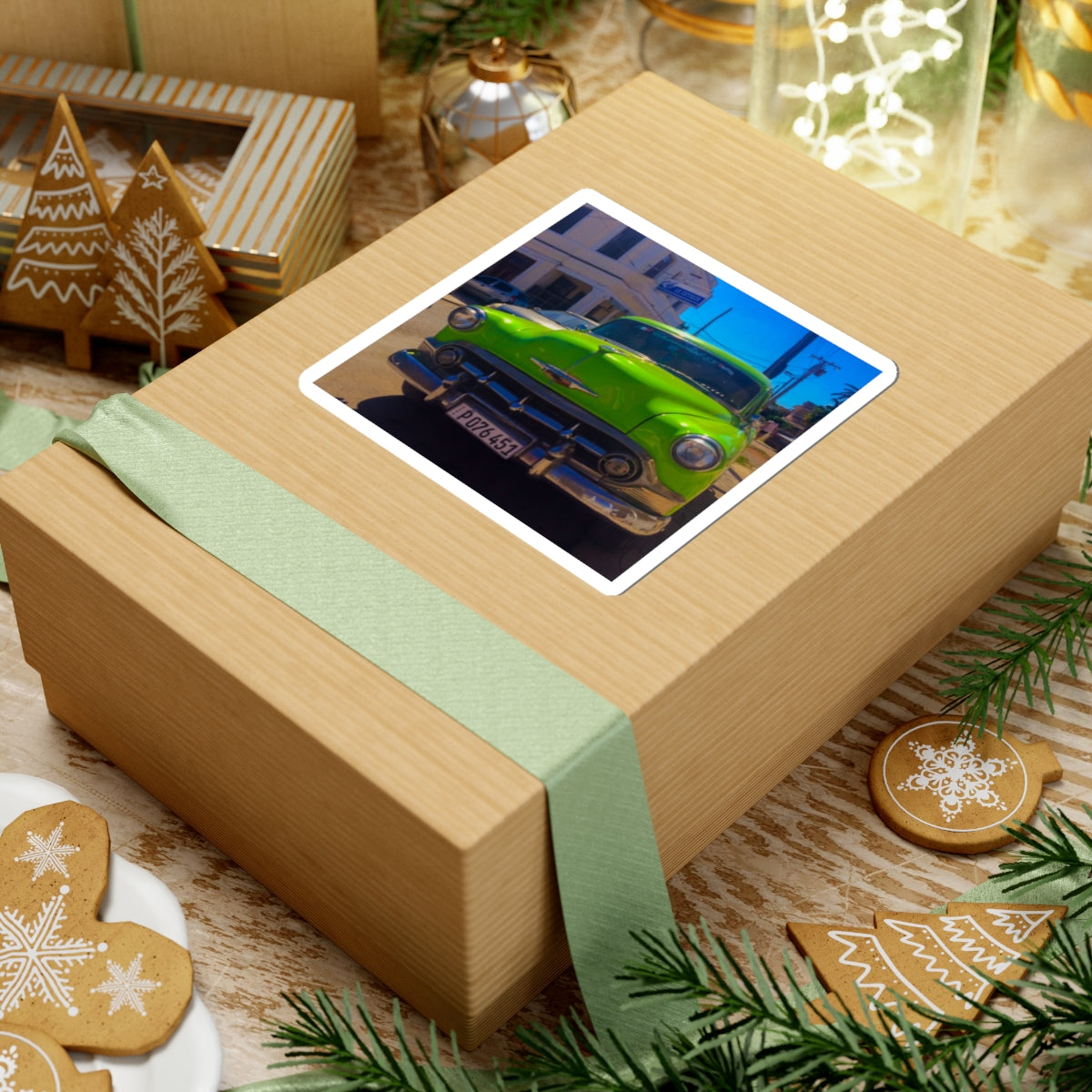 Retro Cuba Classic Green Vintage Car - Sticker